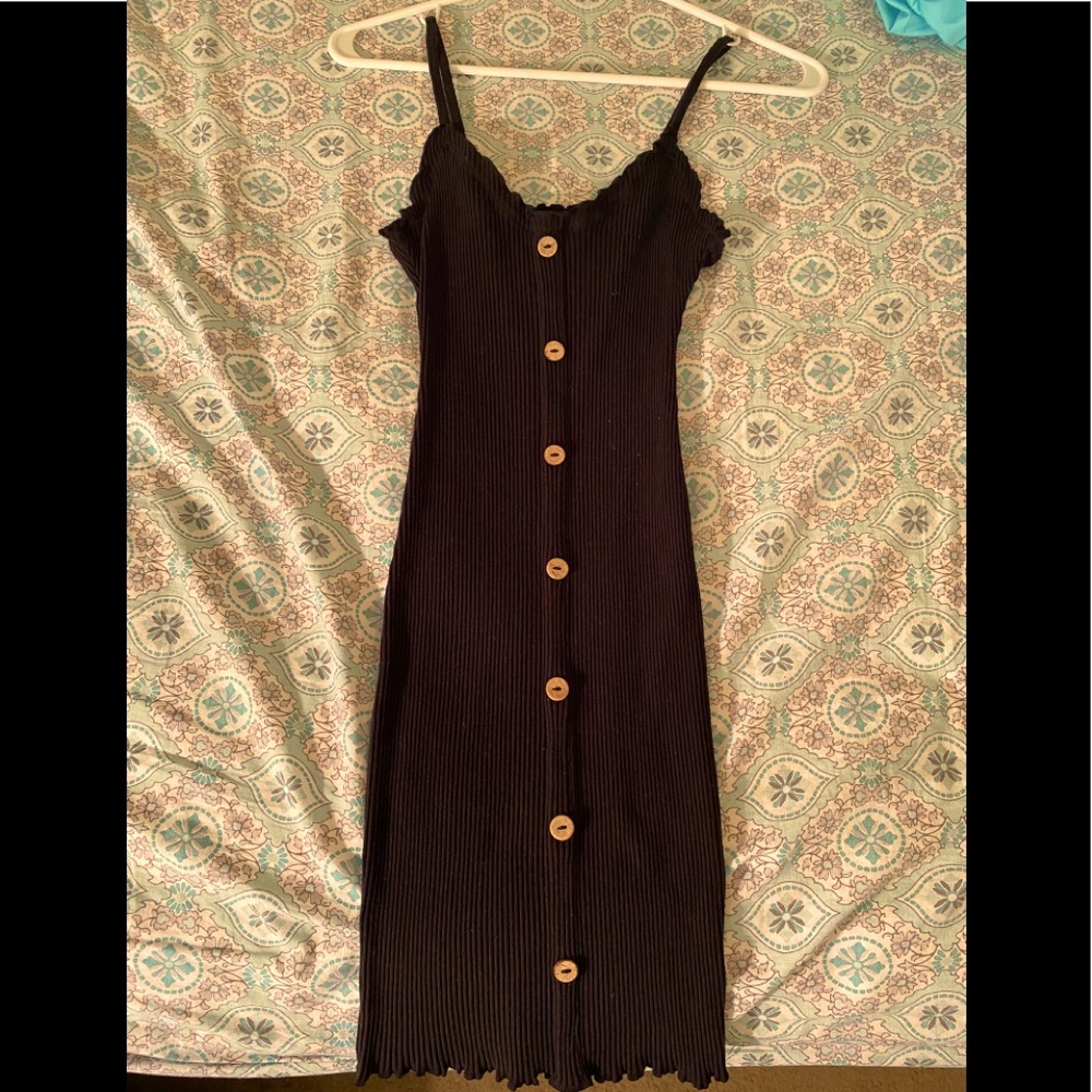Ribbed short black dress
